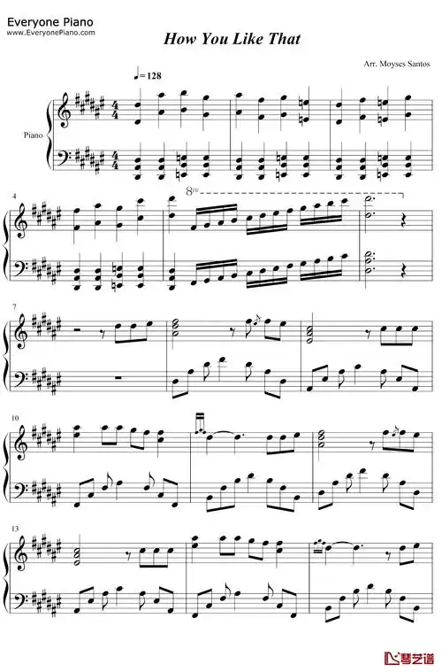 how you like that钢琴谱 blackpink 创世界新纪录的新曲1