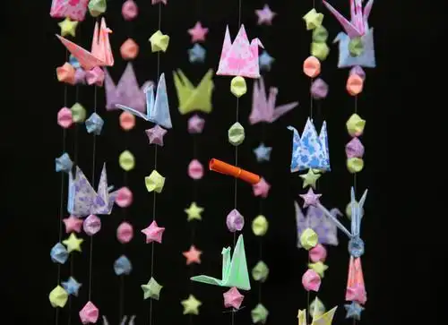 diy风铃材料包 亭帽折纸幸运星星千纸鹤风铃创意手工自己动手制作千