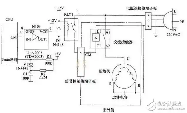 因此功率继电器不能直接控制压缩机,而是间接通过交流接触器控制压缩
