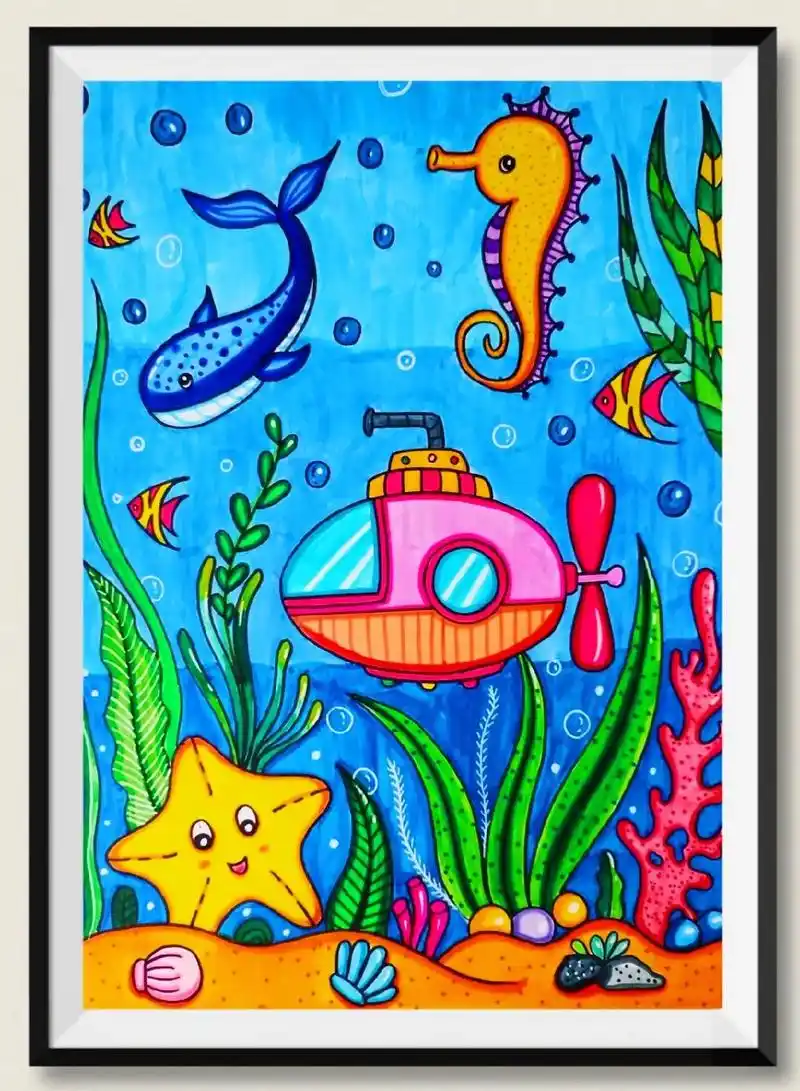 海底世界.#海洋生物 #儿童画#简笔画 - 抖音