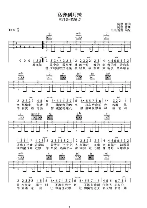 吉他谱 第1页