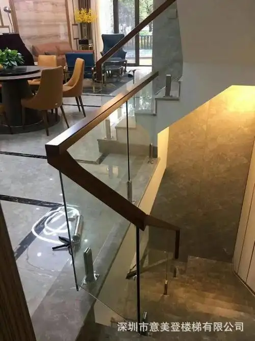 深圳意美登楼梯厂家供应ymd1020玻璃楼梯扶手复式楼梯实木栏杆