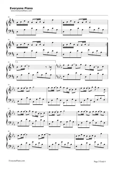 千里之外-周杰伦五线谱预览3