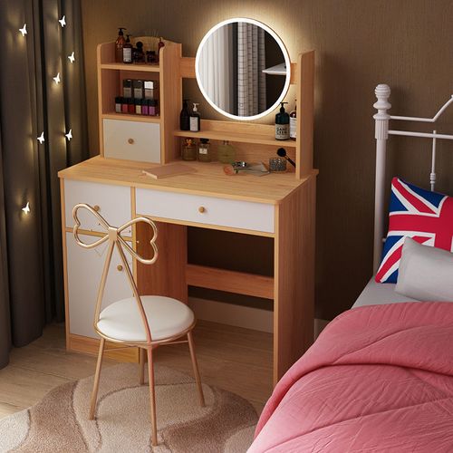 梳妆台带化妆柜镜子收纳一体柜子北欧书桌简