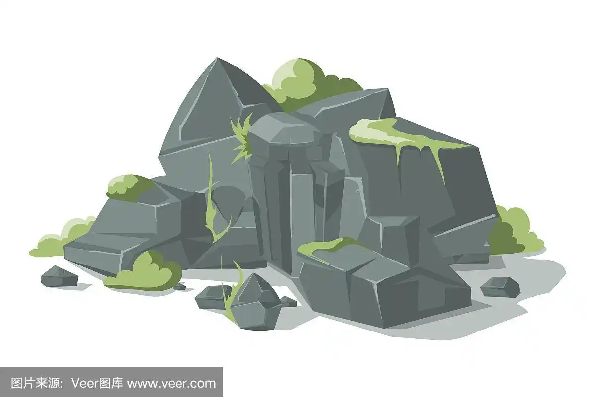 灰色的石头和卡通自然的岩石