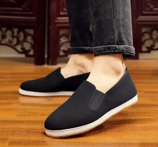 马云同款布鞋千层底布鞋男纯手工特大码老北京布鞋传统方口 布底加黑