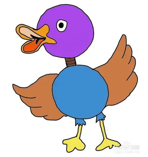 动物鸭子简笔画彩色