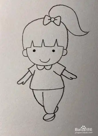 可以给小女孩涂上颜就可爱小女孩儿童画怎么画可爱小女孩简笔画步骤