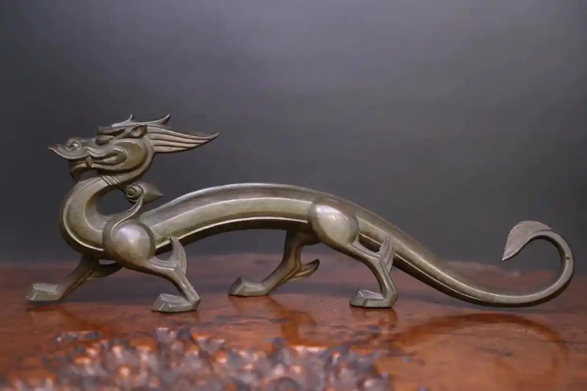 金工师株木秀明作,铸铜《生肖龙置物 ,青铜龙摆件》 日本购回古董铜像
