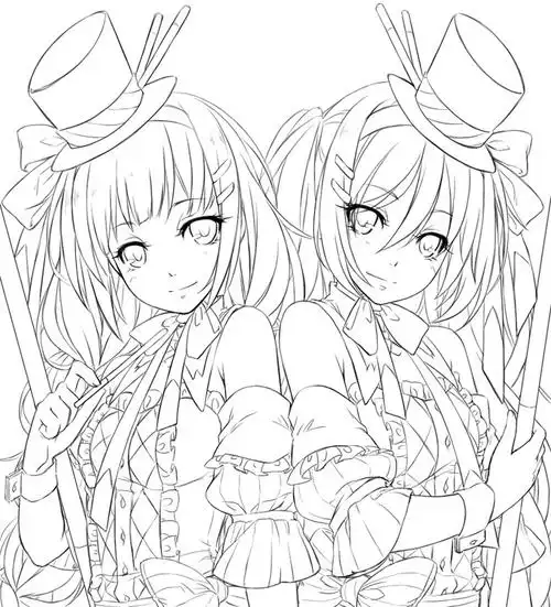 动漫女女线稿同人线稿动漫素材绘画练习素材144张