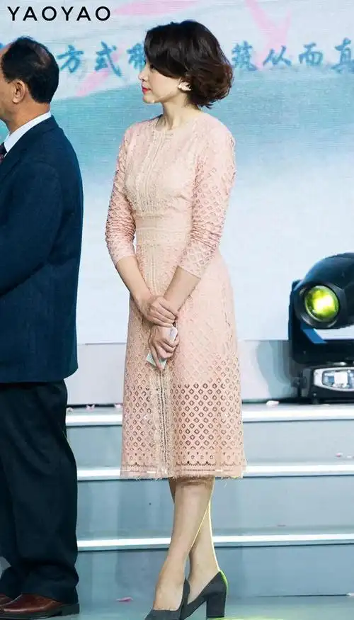 而董卿用这种浅蓝色的裙装去搭配,也能够修饰她自己的皮肤,看上去挺显