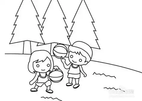 人物和景物组合在一起的简笔画