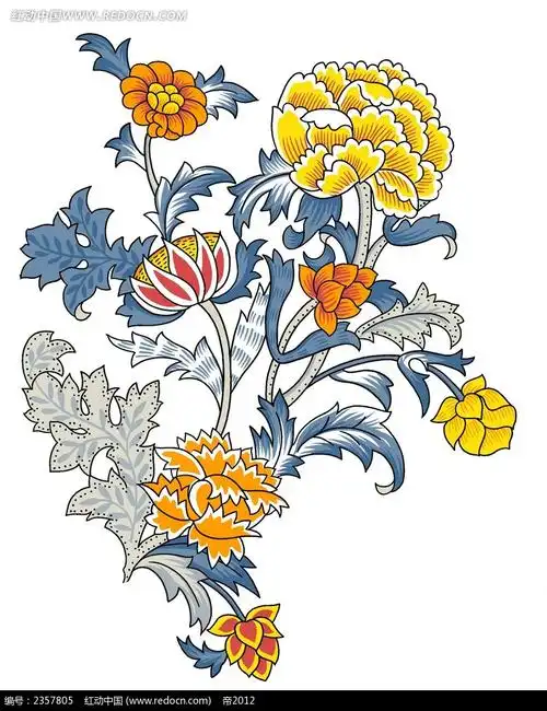 黄色牡丹花水彩花朵纹饰画