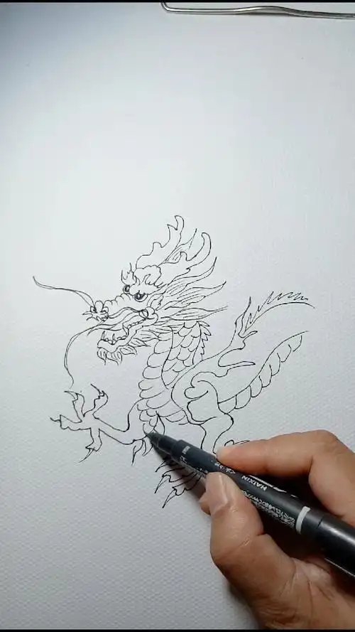 道长我想要修仙#教你简单画神龙过江图.