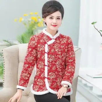 女士唐装小棉袄冬款中国风年轻版冬装小碎花过年网红短款大花棉袄女装