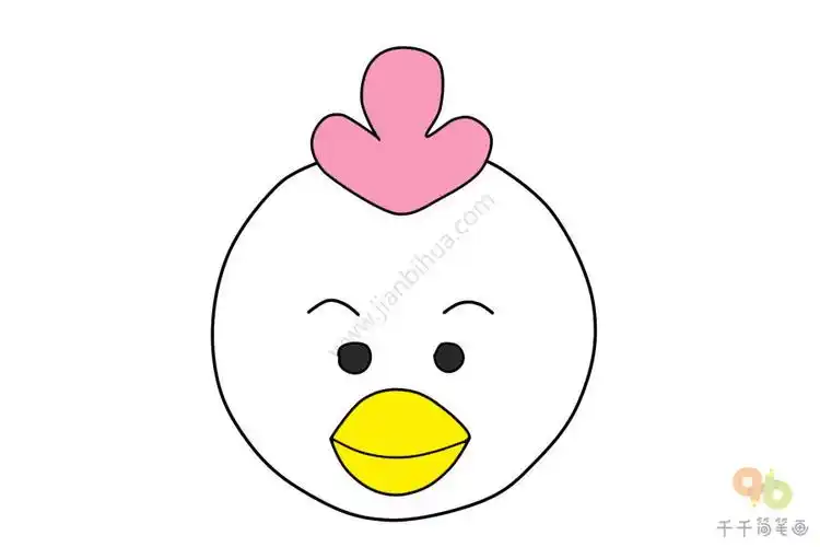精心打扮的小鸡头像简笔画