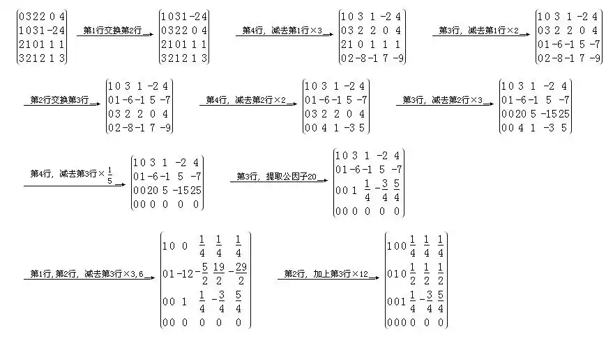 求算一个行最简矩阵