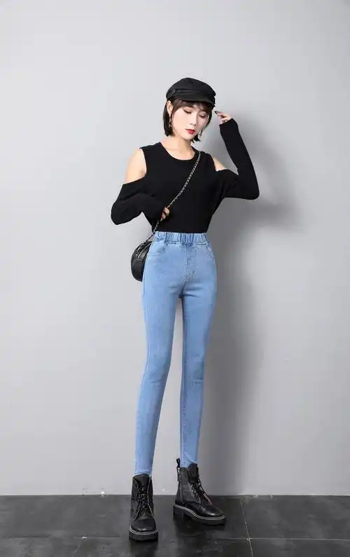 8808#实拍#牛仔裤子女时尚2020年新款紧身显瘦弹力修身秋冬小脚裤