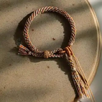 丰凝藏式手绳流苏手工编织五彩diy手链手搓棉线编绳520情人节送男女友