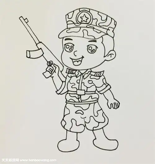 特种兵简笔画步骤