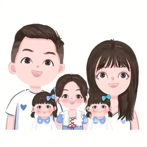 全家福照片头像两儿一女