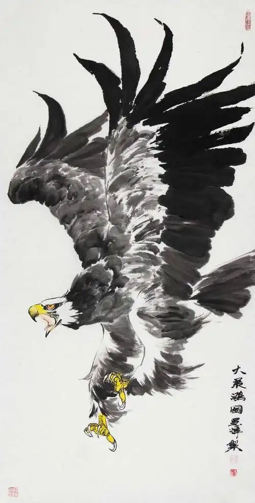 张东辉国画花鸟作品赏析:千姿百态雄鹰图