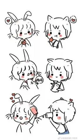 简笔画手账素材情侣闺蜜这样画q萌可爱好创意