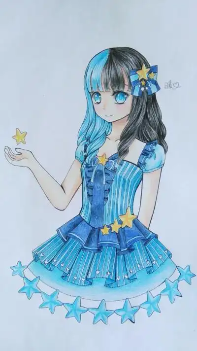 手绘 彩铅 少女