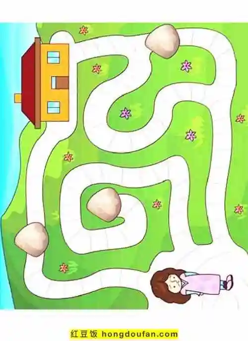 12张可打印卡通彩色迷宫游戏图片免费下载-红豆饭小学生简笔画大全