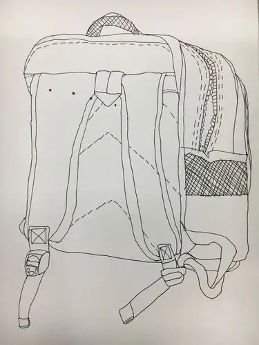 星海小学四年级手绘线描兴趣小组活动:书包写生