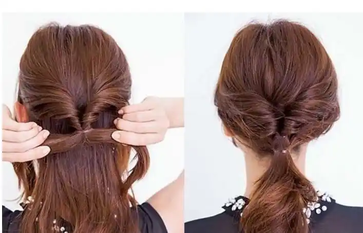 职场女生的低位马尾发型扎发图解