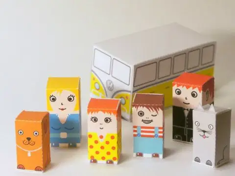 diy手工益智剪纸折纸 可爱卡通玩偶 纸盒人公仔 3d立体拼装纸模型