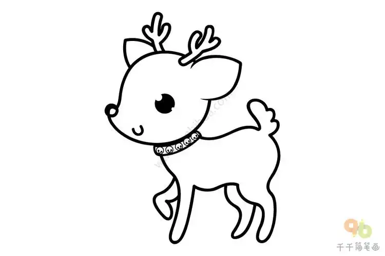 梅花鹿简笔画涂色模板教程