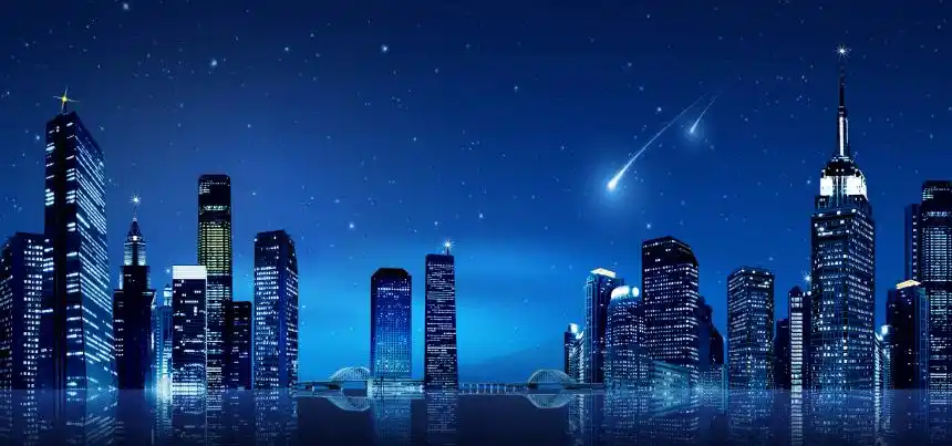 夜空城市剪影星空流行背景banner (1)