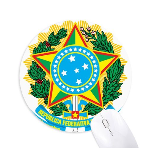 巴西国徽标志符号图案圆形游戏办公防滑橡胶鼠标垫礼物