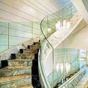 厂家定制旋转楼梯玻璃弧形栏杆扶手弧度室外弯钢热弯曲面订做圆形