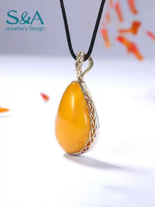 天然风景包蜜油黄金挂坠琥珀镶嵌吊坠蜜蜡赛吉颈饰