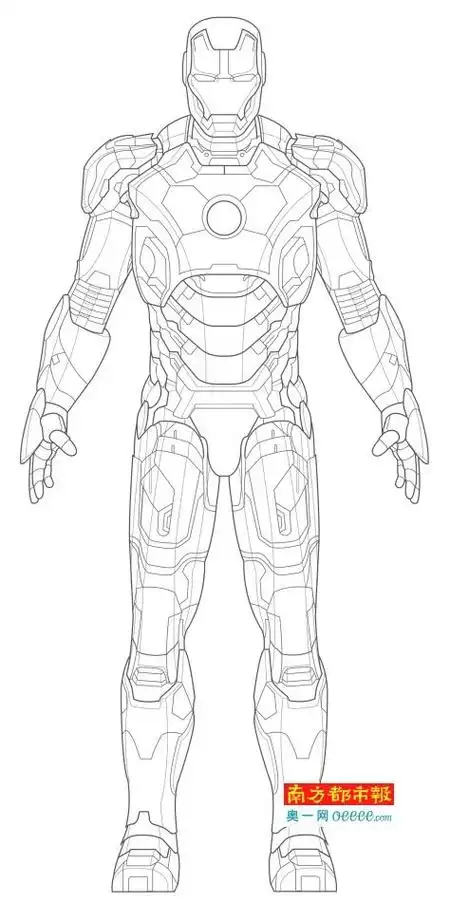 给我查简笔画的钢铁侠机甲钢铁侠的简单又帅的画动漫人物简笔画儿童