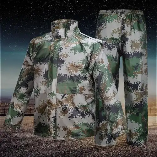 厂家批发迷彩雨衣套装 户外抗洪救灾防水服 成人分体雨衣雨裤套装