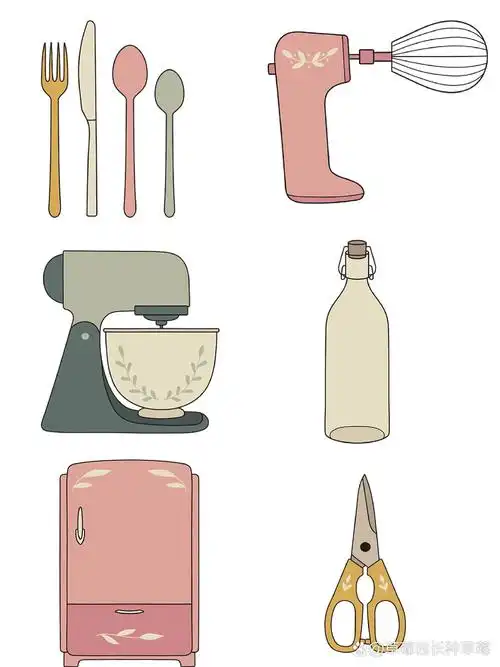 日系厨房厨具卡通免扣素材 这组免抠素材太日系了!画风简约有质感