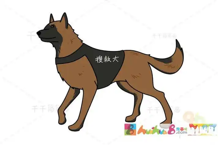搜救犬简笔画 简笔画图片大全-普车都