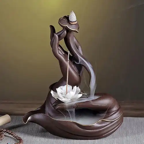 佛手倒流香炉家用招财沉香檀香安神倒流香室内熏香紫砂禅意摆件