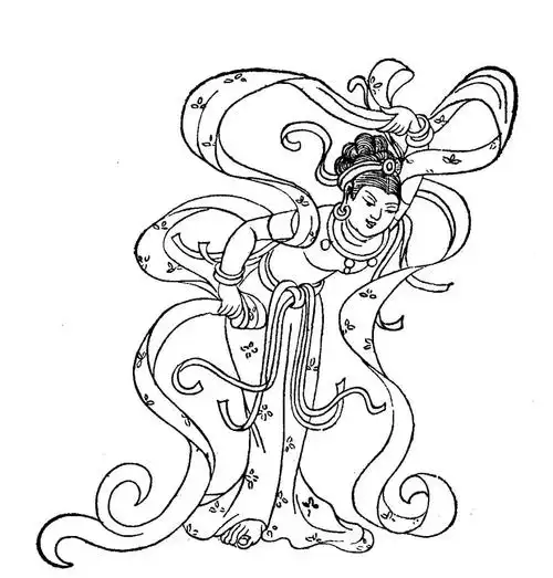 线描敦煌壁画舞姿