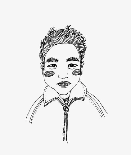 铅笔画短发猥琐大叔