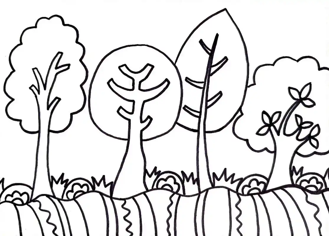 树🌲线描画.植物线描‖植树节主题画‖线描画‖#一起学画画