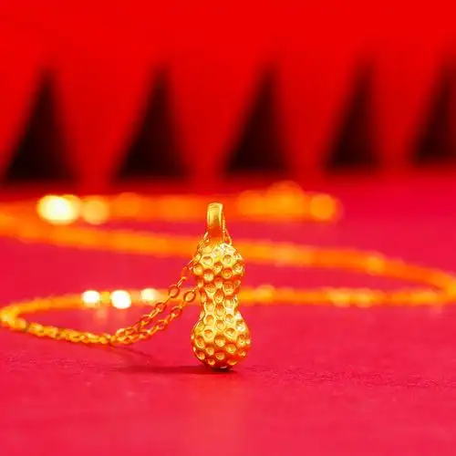 足金9993d硬金好事花生项链 24k黄金花生吊坠diy配件好事连连挂坠