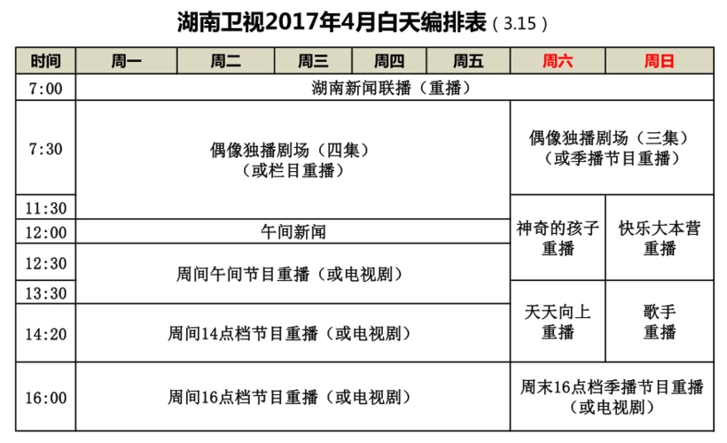 湖南卫视4月份栏目编排,湖南卫视栏目编排,湖南卫视综艺节目,湖南卫视