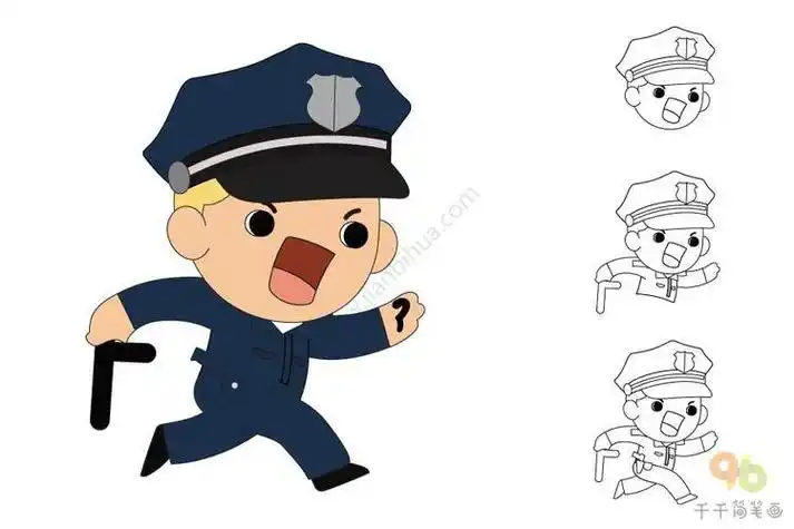 警察动漫手绘简笔画大图