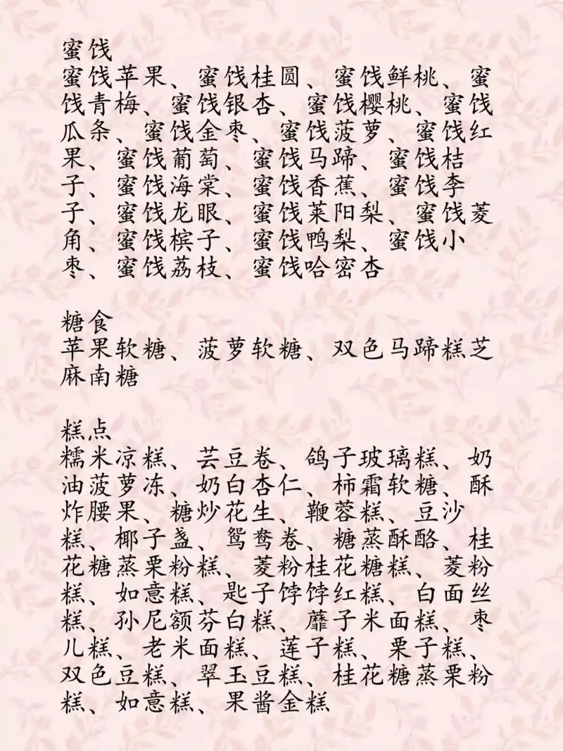 小说写作素材//古代糕点甜食