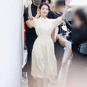 001人付款淘宝法式luluins正品iu李智恩明星同款衣服女装柠檬黄蕾丝